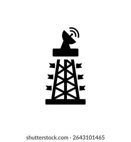 Tower with Flags and Signal Dish Communication and Observation Structure