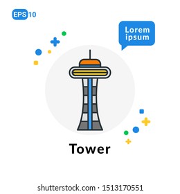 Tower Flat icon. Used For web, logo, mobile app, User Interface