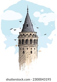 Turm der Galata. Farbiger Galata Tower