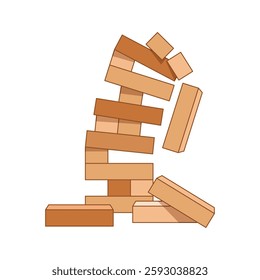 Tower games for kids icon in flat style. Wooden block puzzle vector illustration on isolated background. Balance game sign business concept.