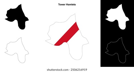 Tower Hamlets blank outline map set