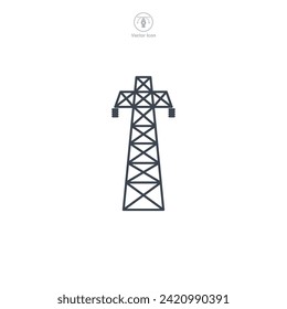 torre de alta tensión de transmisión de potencia de la pileta Icono símbolo de la ilustración del vector aislado en fondo blanco