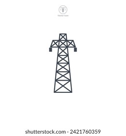 tower high voltage pylon power transmission Icon symbol vector illustration isolated on white background