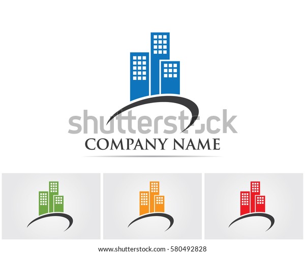 tower home building logo constructions property stock vector logo constructions
