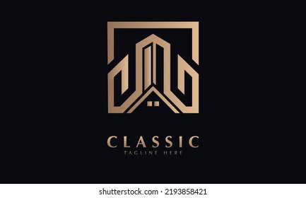 tower house vector logo monogram template