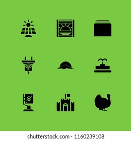 tower icon. 9 tower set with japan, castle, architecture and city and fountain vector icons for web and mobile app