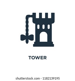 Tower icon. Black filled vector illustration. Tower symbol on white background. Can be used in web and mobile.