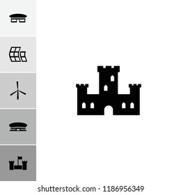 Tower icon. collection of 6 tower filled icons such as castle, airport, mill. editable tower icons for web and mobile.