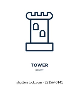 tower icon from desert collection. Thin linear tower, communication, internet outline icon isolated on white background. Line vector tower sign, symbol for web and mobile