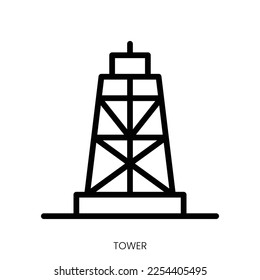 tower icon. Line Art Style Design Isolated On White Background