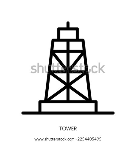 tower icon. Line Art Style Design Isolated On White Background