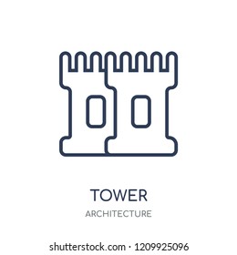 Tower icon. Tower linear symbol design from Architecture collection. Simple outline element vector illustration on white background.