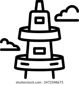Icono De Torre En Estilo De Contorno