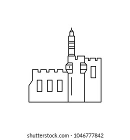 Tower icon. Outline tower vector icon for web design isolated on white background