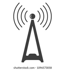 A tower icon for transferring wifi and radio waves. Vector illustration on white background.