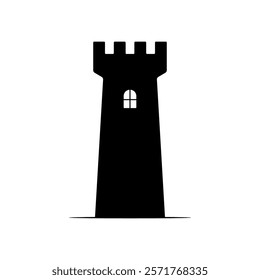 Tower icon. Watchtower. Black silhouette. Front side view. Vector simple flat graphic illustration. Isolated object on white background. Isolate.