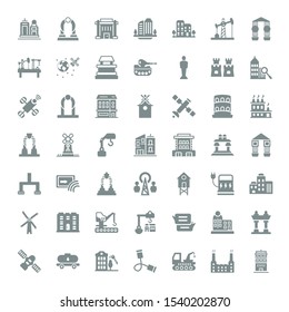 tower icons. Editable 49 tower icons. Included icons such as Building, Industrial, Crane, Communication, Tank, Satellite, Arch, Windmill, Real state. tower trendy icons for web.