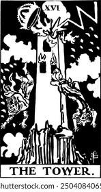 The Tower, an individual major arcana tarot card