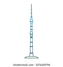 Tower isolated symbol on blue lines