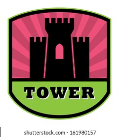 Tower label, vector illustration