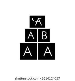 Tower of Letters Icon Symbolizing Translation and Language Learning