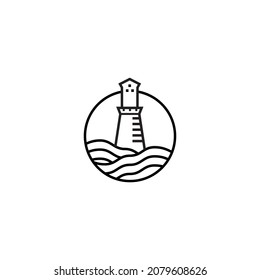 Tower Lighthose beacon for outdoor landscape vector logo design