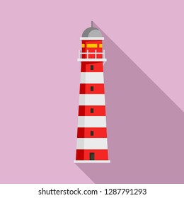 Tower lighthouse icon. Flat illustration of tower lighthouse vector icon for web design