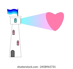 Tower lighthouse. Love. Relationships. Illustration.