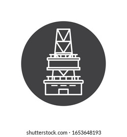 tower line block style icon design, Oil industry Gas energy fuel technology power industrial production and petroleum theme Vector illustration