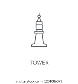 Tower linear icon. Tower concept stroke symbol design. Thin graphic elements vector illustration, outline pattern on a white background, eps 10.