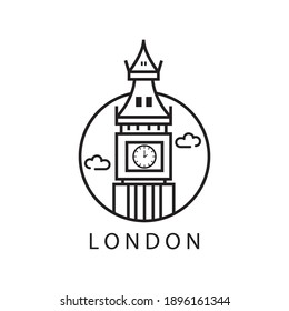  tower logo  design line illustration clock vector template symbol