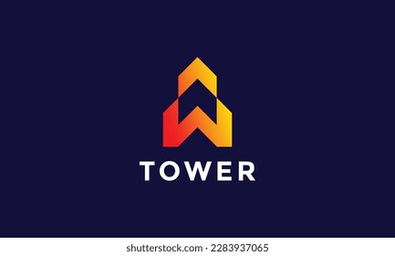 Tower logo minimalism concept building and architecture