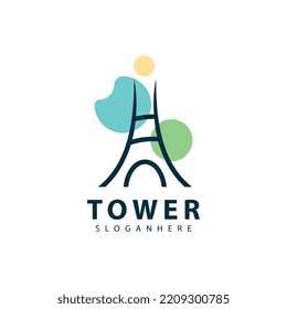 Símbolo del logotipo de torre icono de vector plantilla de diseño