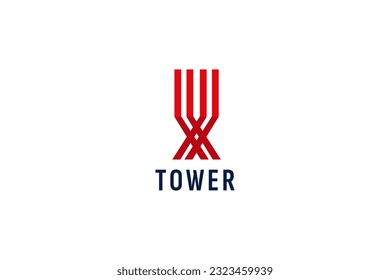 Ilustración del icono del vector del logotipo de la torre
