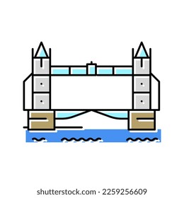 tower london bridge color icon vector. tower london bridge sign. isolated symbol illustration