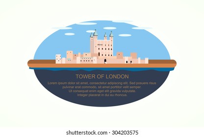 Tower of London in flat icon design ,infographic (vector)