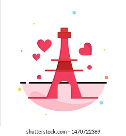 Tower, Love, Heart, Wedding Abstract Flat Color Icon Template. Vector Icon Template background