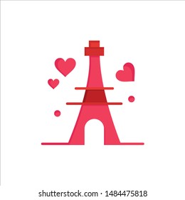 Tower, Love, Heart, Wedding  Flat Color Icon. Vector icon banner Template. Vector Icon Template background