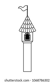 tower of medieval castle with flag