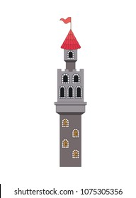 tower of medieval castle with flag