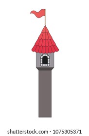 tower of medieval castle with flag