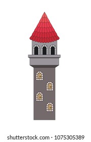 tower of medieval castle with red roof