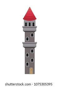 tower of medieval castle with red roof