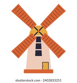 Tower mill agriculture element. Vector illustration with agriculture theme and flat vector style. Editable vector element.