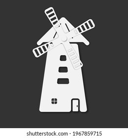Símbolo de icono del molino de torre. Señal del molino vectorial. Diseño plano de ilustración. Elemento de negocio. Negro y blanco