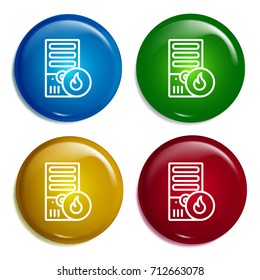 Tower multi color gradient glossy badge icon set. Realistic shiny badge icon or logo mockup