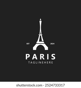 Tower Paris france Black Silhouette logo design template Illustration