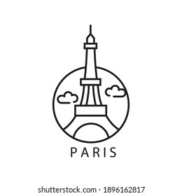 tower paris logo illustration circle line symbol simple design vector
