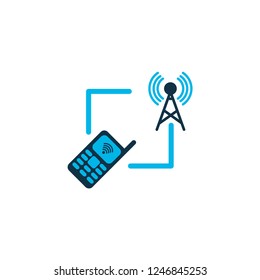 Tower with phone icon colored symbol. Premium quality isolated transmitter element in trendy style.