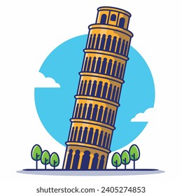 Tower Of Pisa Cartoon Vector Illustration
